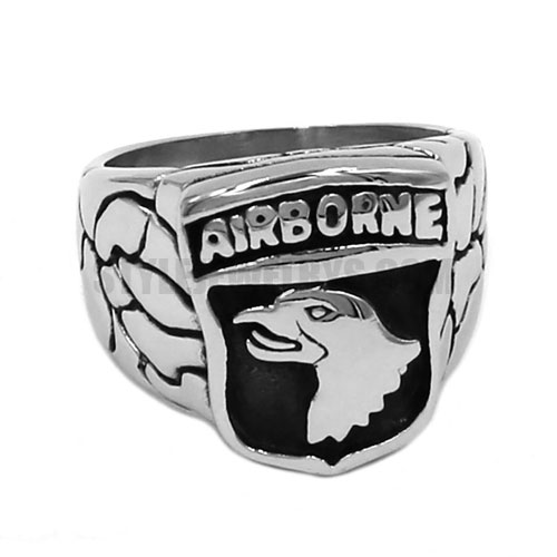 The 101st Airborne Screaming Eagles Ring 316L Stainless Steel Jewelry Punk US Army Ring Biker Rings For Men Wholesale SWR0751 - Click Image to Close